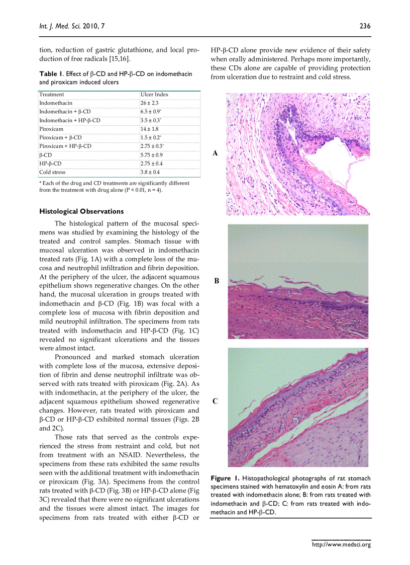 image for page Báo cáo y học Influence of Cyclodextrin Complexation with NSAIDs on NSAID Cold Stress Induced Gastric Ulceration in Rats
