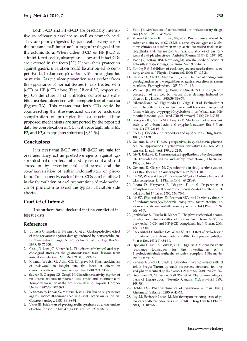 image for page Báo cáo y học Influence of Cyclodextrin Complexation with NSAIDs on NSAID Cold Stress Induced Gastric Ulceration in Rats
