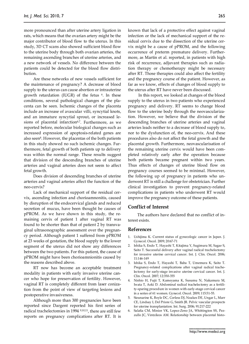 Báo cáo y học Changes of uterine blood flow after vaginal radical trachelectomy VRT in patients with early stage uterine invasive cervical cancer