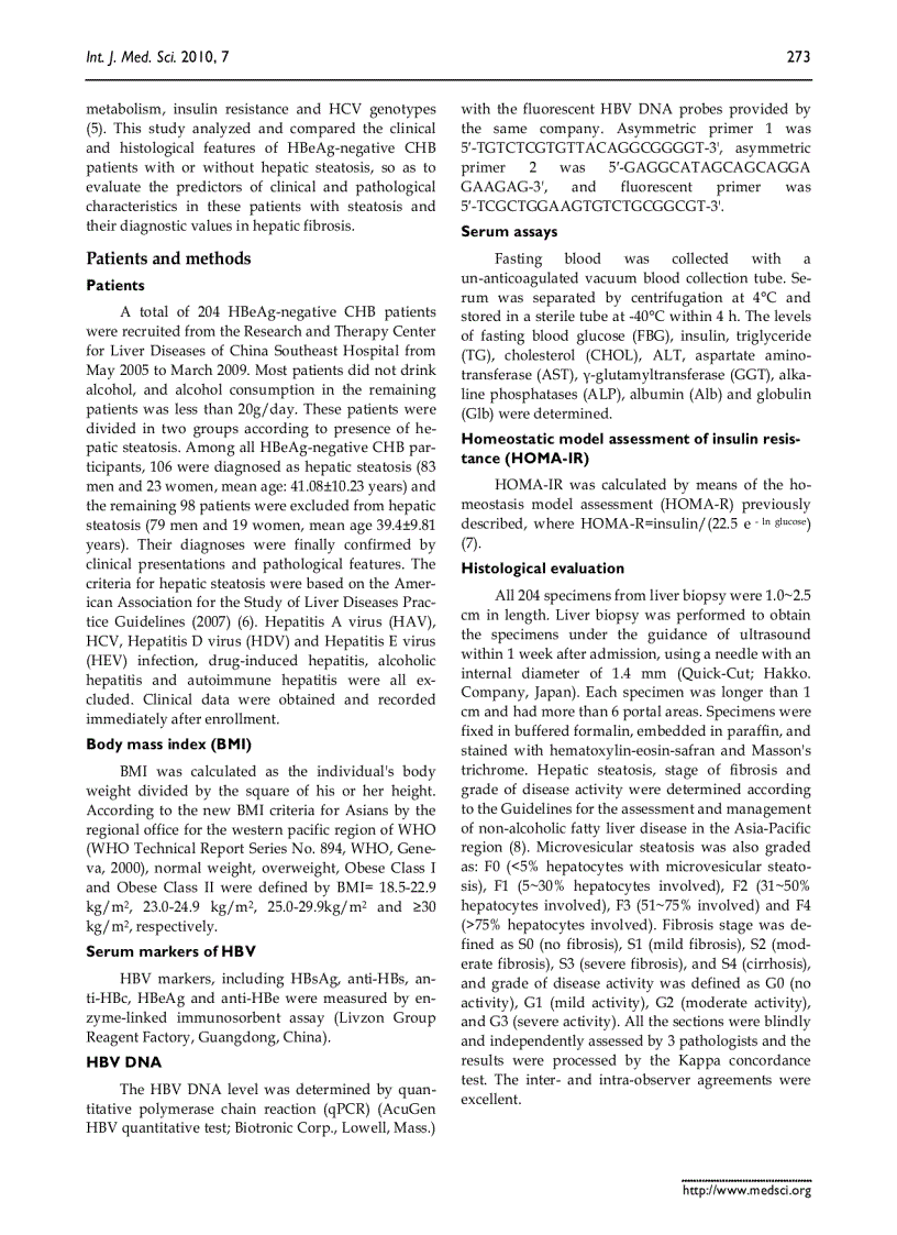 image for page Báo cáo y học Predictors of hepatic steatosis in HBeAg negative chronic hepatitis B patients and their diagnostic values in hepatic fibrosis