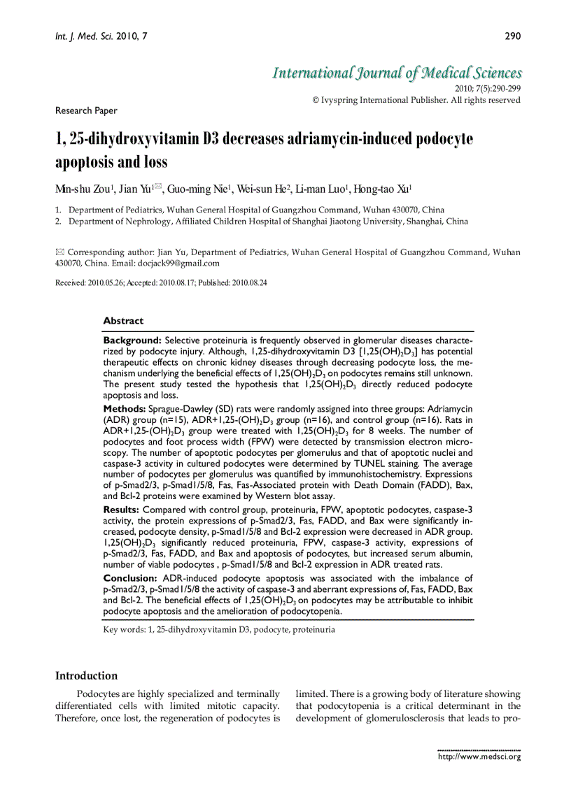 image for page Báo cáo y học 1 25 dihydroxyvitamin D3 decreases adriamycin induced podocyte apoptosis and loss