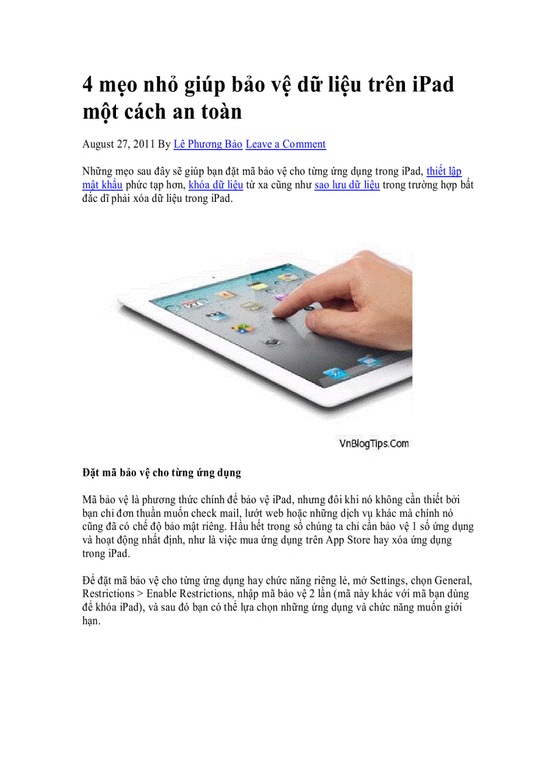 image for page 4 mẹo nhỏ giúp bảo vệ dữ liệu trên iPad một cách an toàn