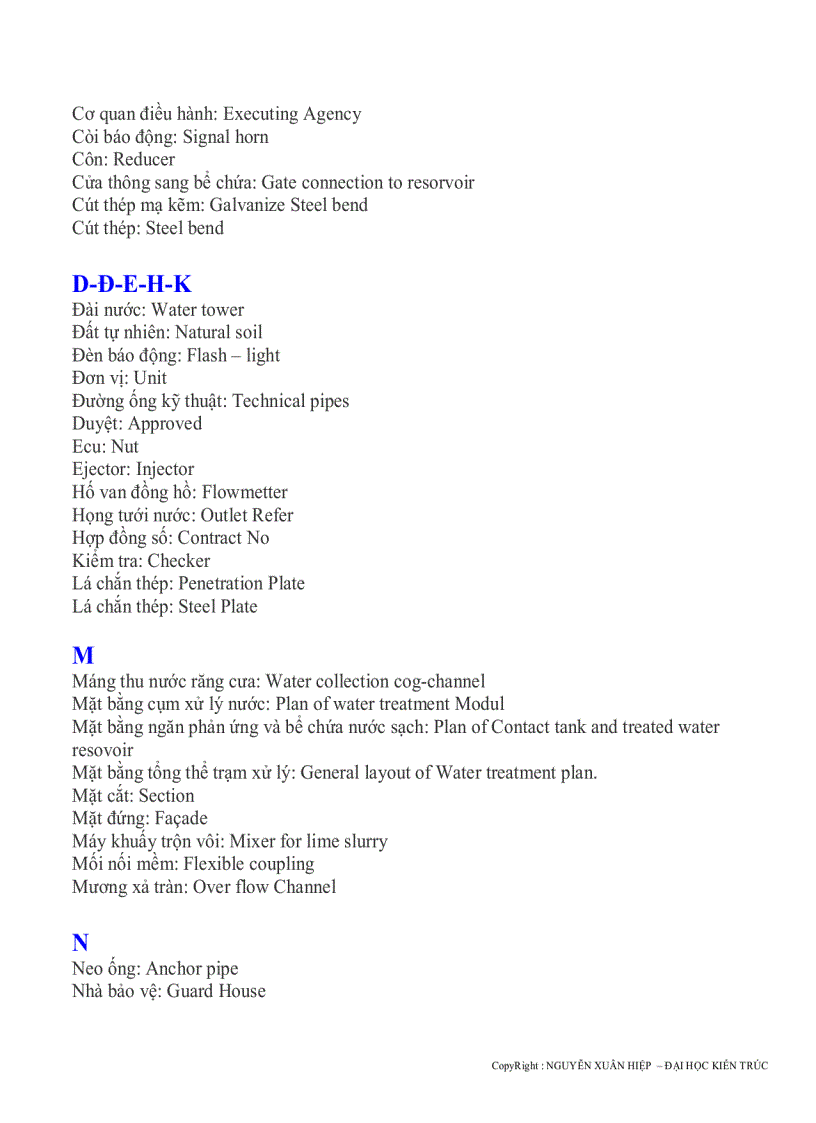 image for page Một số thuật ngữ tiếng anh thường dùng trong bản vẽ kỹ thuật nghành nước