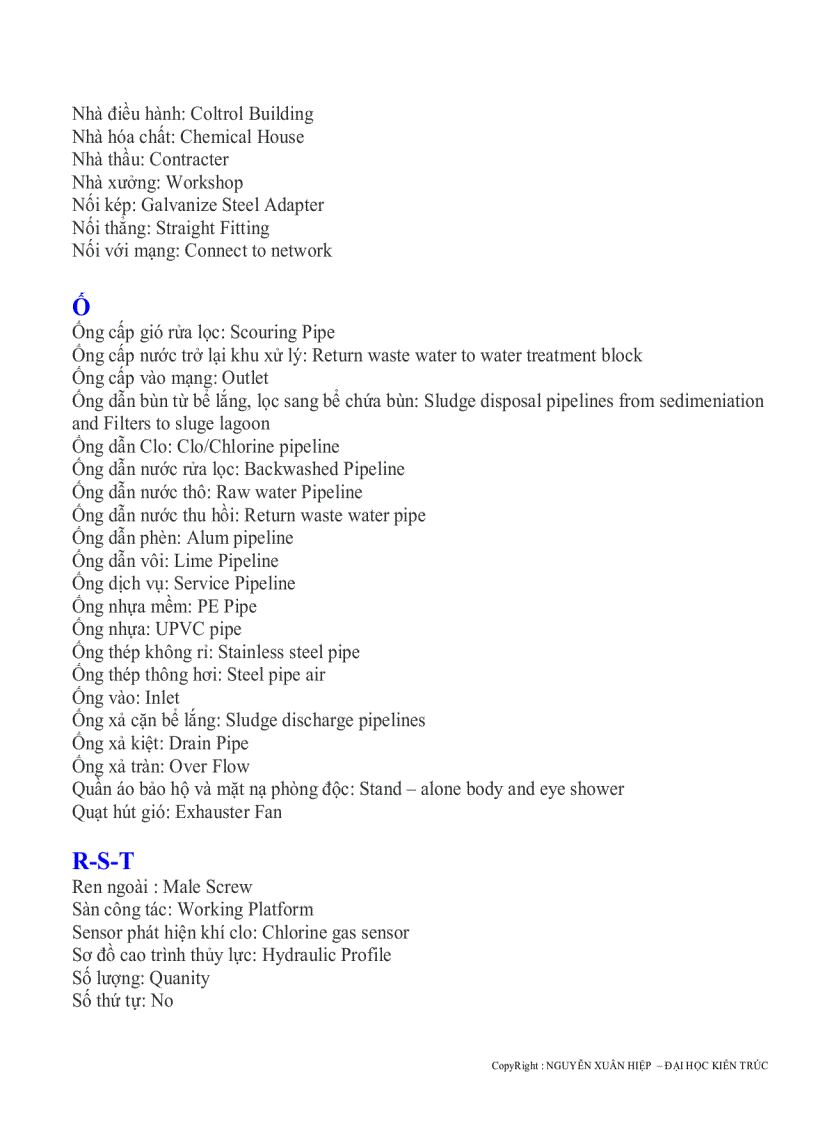 image for page Một số thuật ngữ tiếng anh thường dùng trong bản vẽ kỹ thuật nghành nước