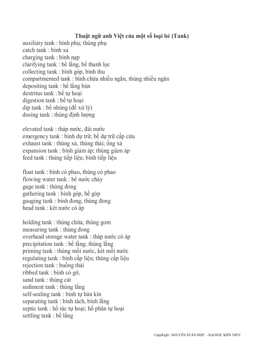 image for page Một số thuật ngữ tiếng anh thường dùng trong bản vẽ kỹ thuật nghành nước