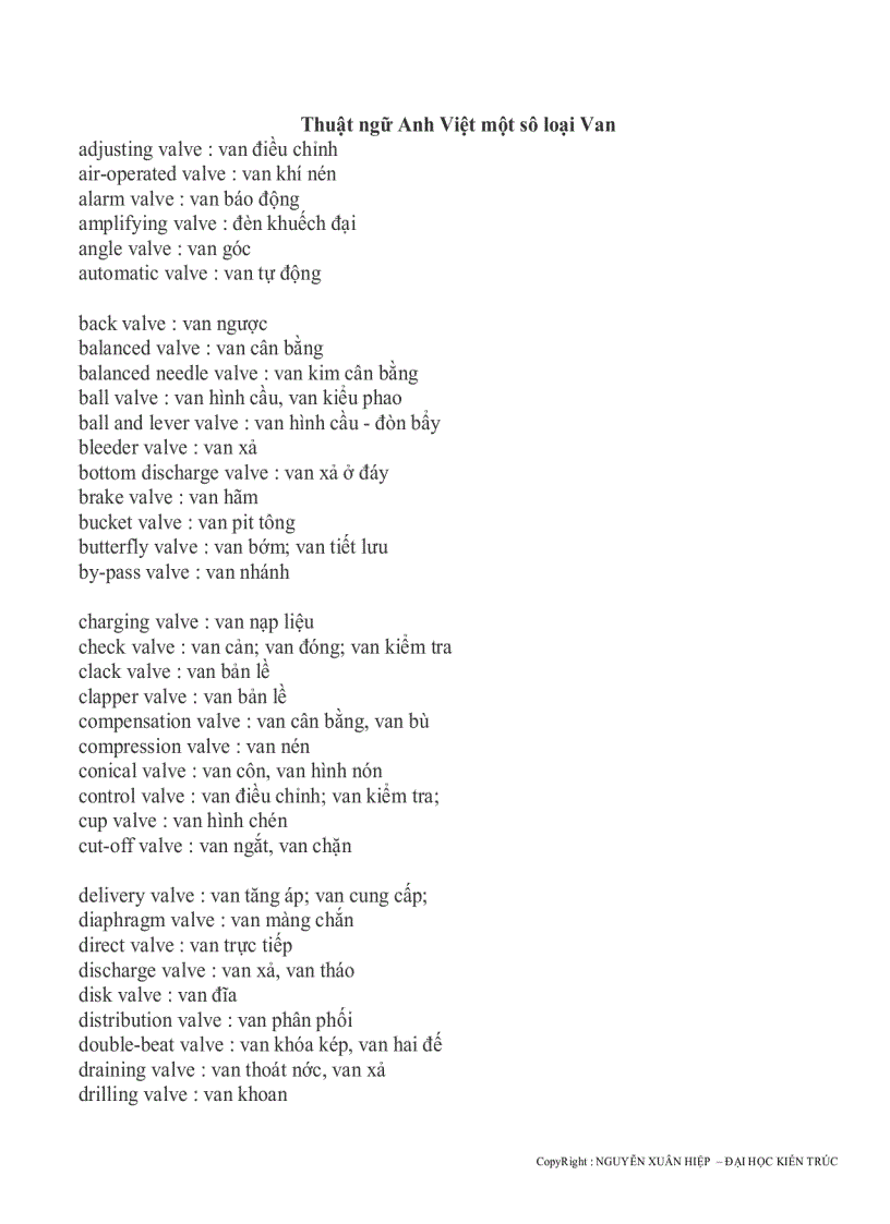 image for page Một số thuật ngữ tiếng anh thường dùng trong bản vẽ kỹ thuật nghành nước
