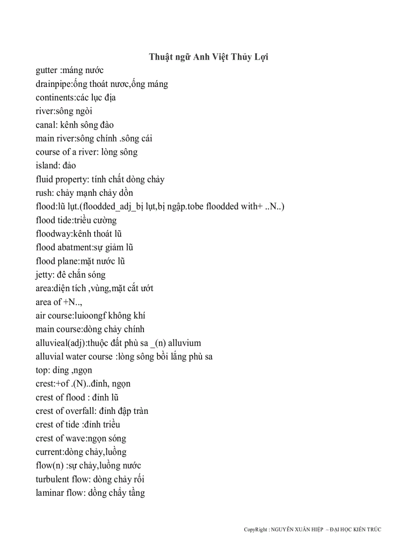 image for page Một số thuật ngữ tiếng anh thường dùng trong bản vẽ kỹ thuật nghành nước