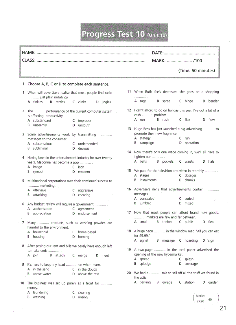 image for page Upsteam advanced test booklet 1