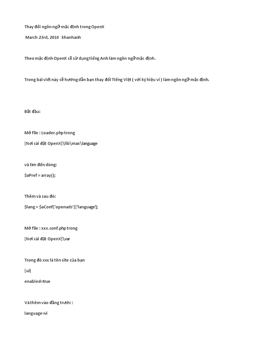 image for page Thay đổi ngôn ngữ mặc định trong Openx