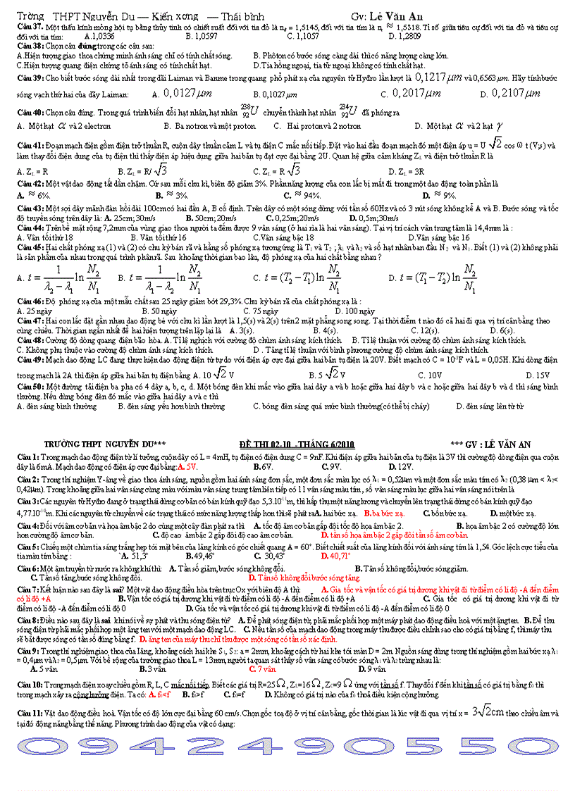 image for page 10 đề thi tham khảo lớp 12