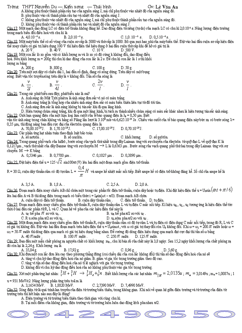 image for page 10 đề thi tham khảo lớp 12