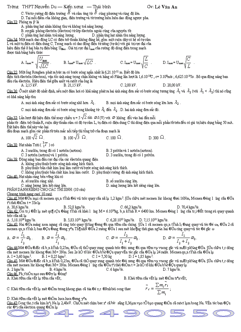 image for page 10 đề thi tham khảo lớp 12