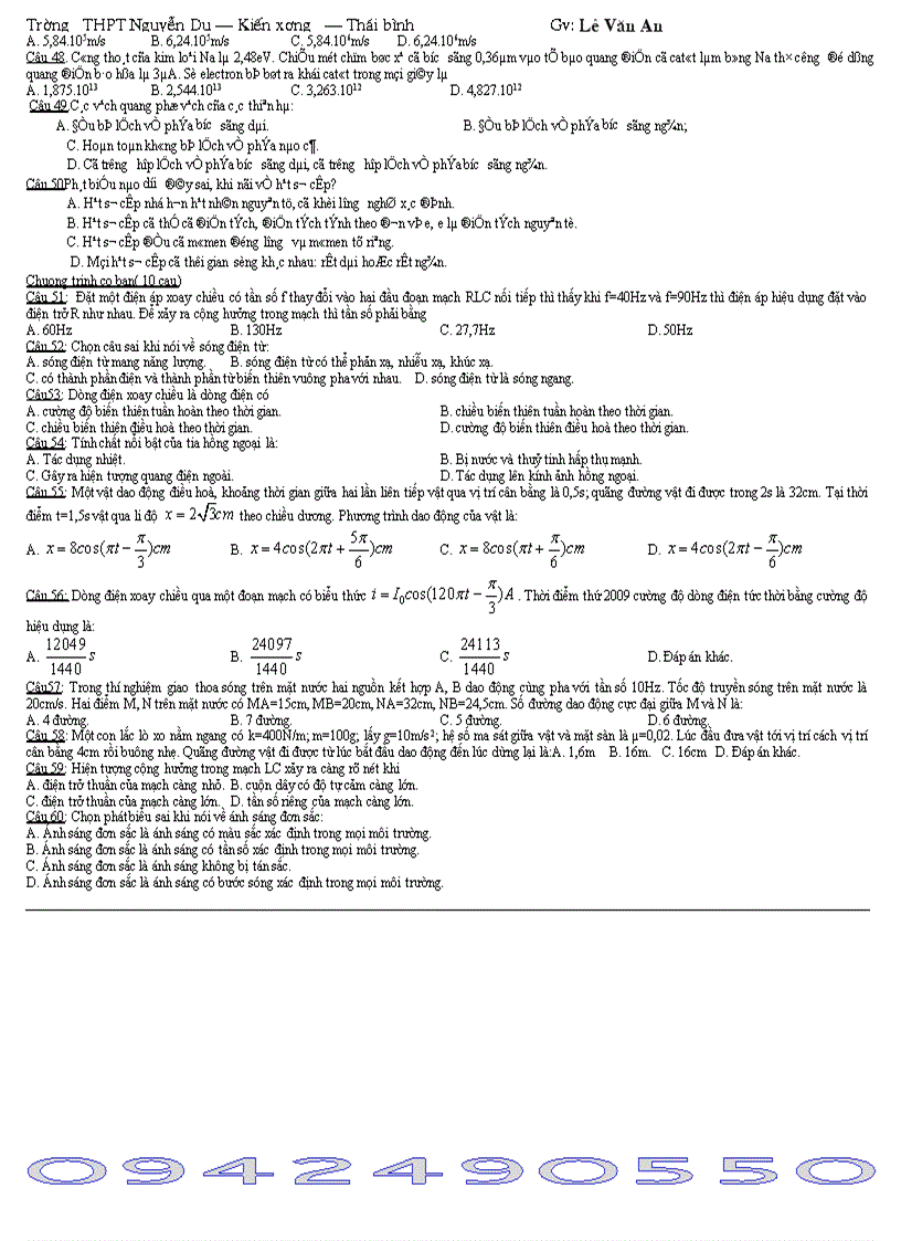 image for page 10 đề thi tham khảo lớp 12