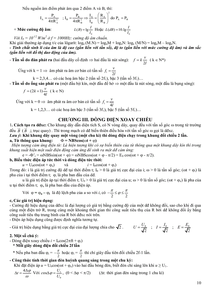 image for page Tổng hợp công thức vật lý 12 Chi tiết Thi tốt nghiệp Đại học