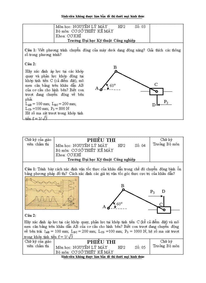 image for page Đề thi Môn học NGUYÊN LÝ MÁY HP2