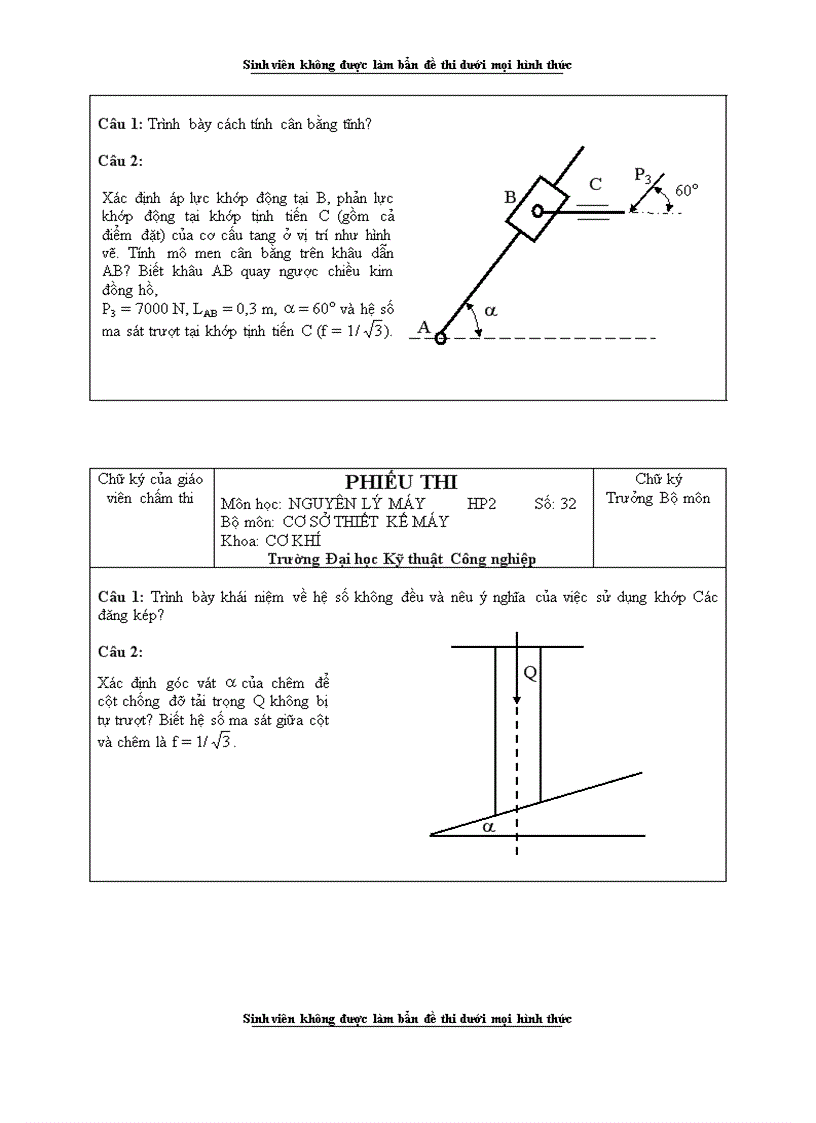 image for page Đề thi Môn học NGUYÊN LÝ MÁY HP2