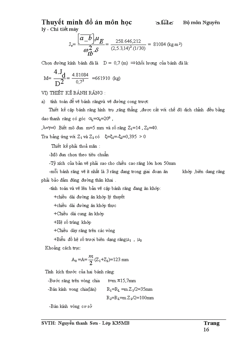 image for page Thuyết minh đồ án môn học Bộ môn Nguyên lý Chi tiết máy