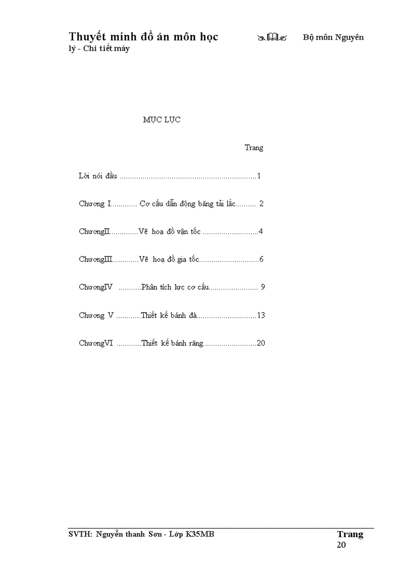 image for page Thuyết minh đồ án môn học Bộ môn Nguyên lý Chi tiết máy