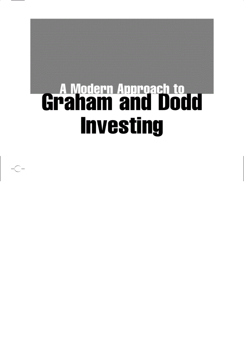 Graham and Dodd Investing