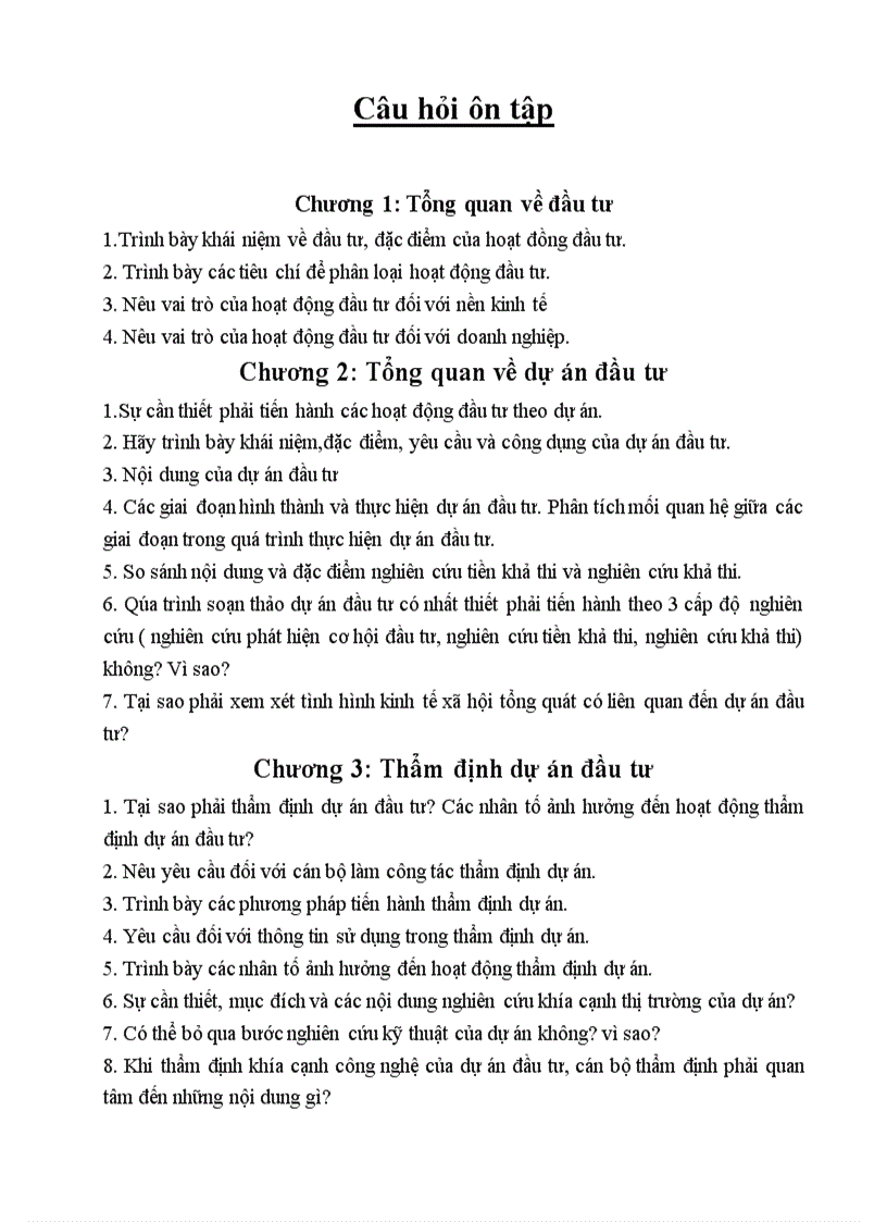 image for page Câu hỏi ôn tập môn đầu tư