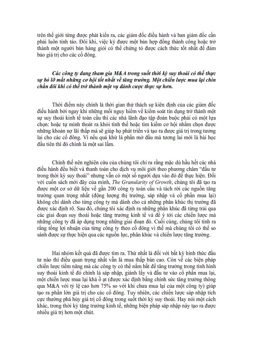 image for page Các chiến lược mua bán và sáp nhập M A trong một thị trường suy thoái