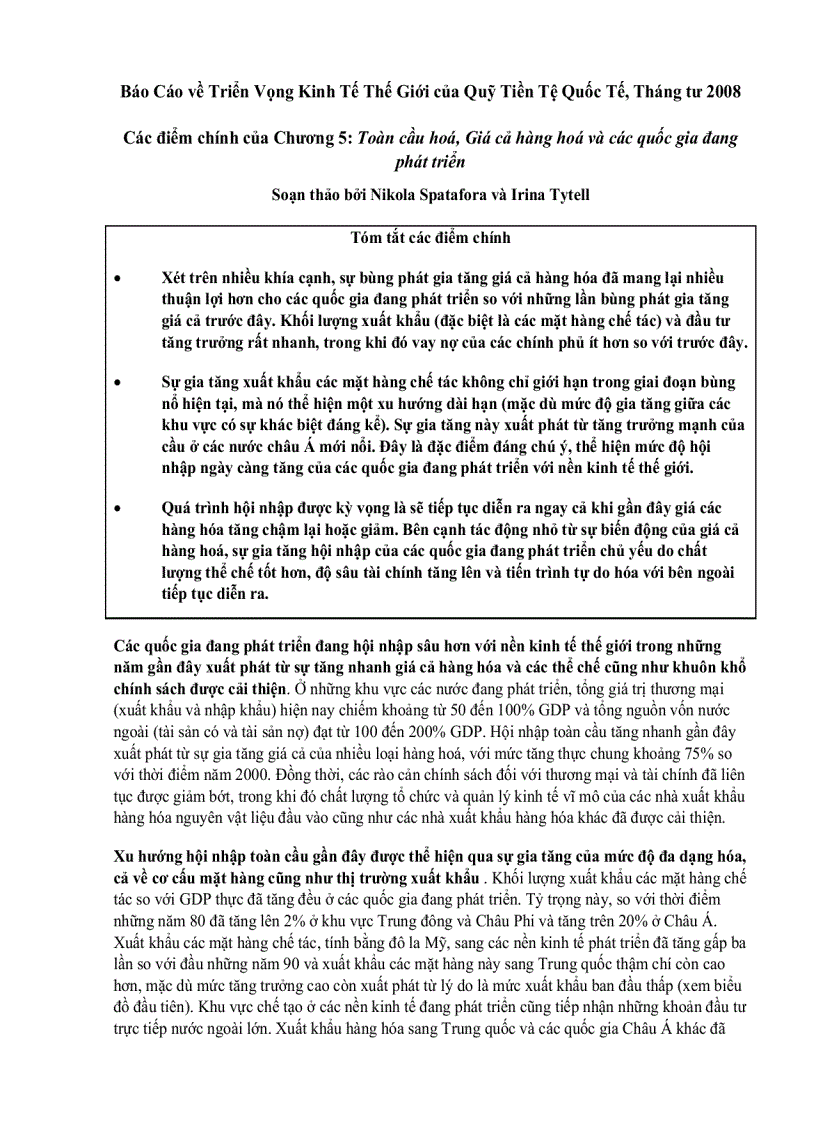 image for page Tóm tắt báo cáo về triển vọng kinh tế thế giới của quỹ tiền tệ quốc tế