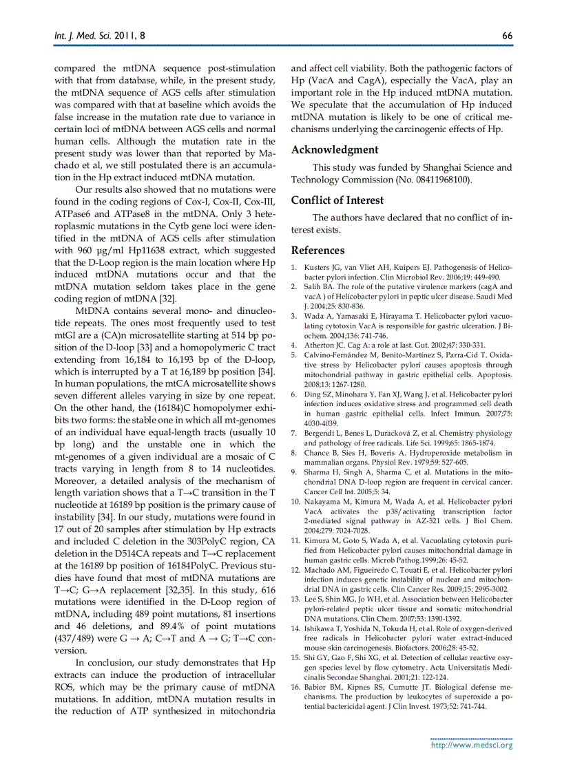 image for page Báo cáo y học Helicobacter pylori induces mitochondrial DNA mutation and reactive oxygen species level in AGS cells