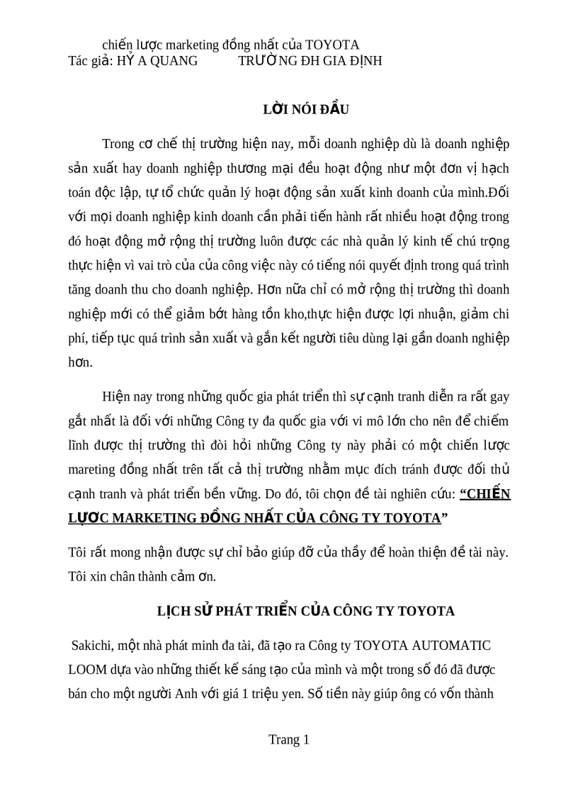 image for page Chiến lược marketing đồng nhất của TOYOTA