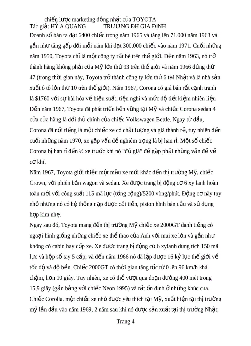 image for page Chiến lược marketing đồng nhất của TOYOTA