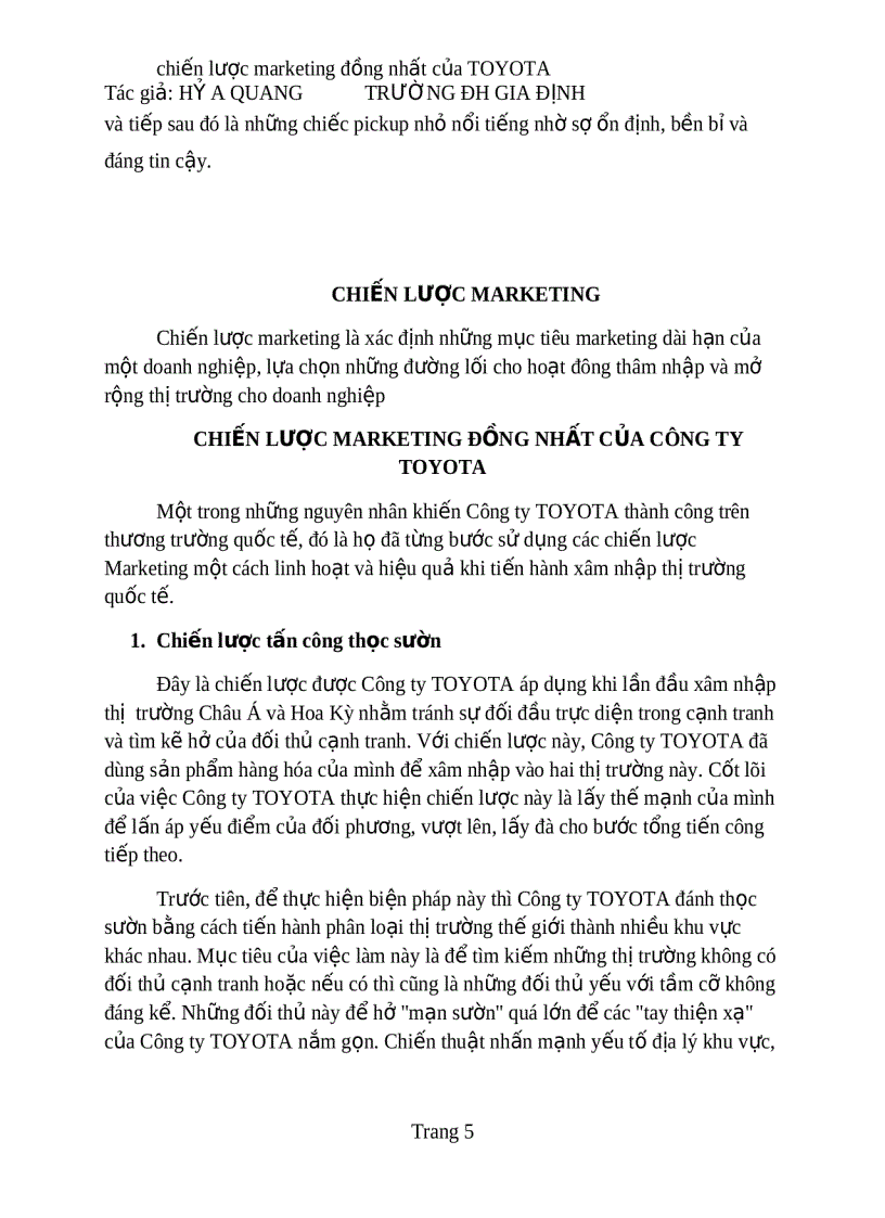 image for page Chiến lược marketing đồng nhất của TOYOTA