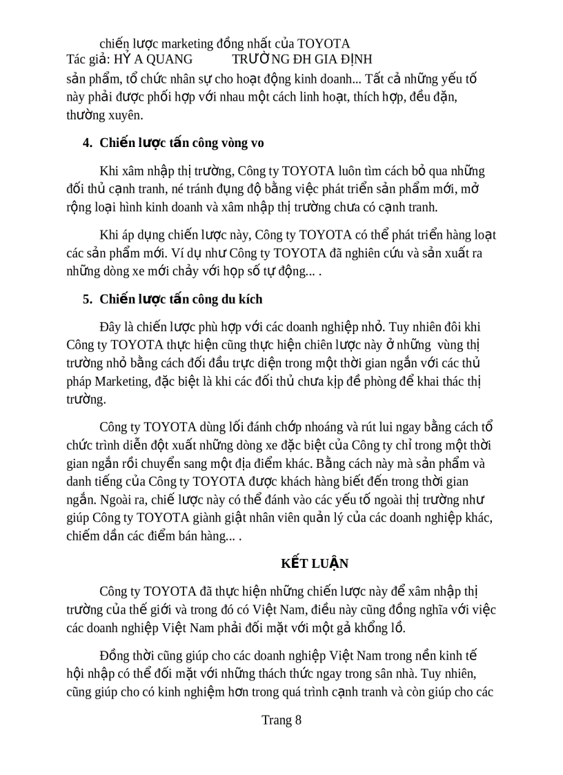 image for page Chiến lược marketing đồng nhất của TOYOTA