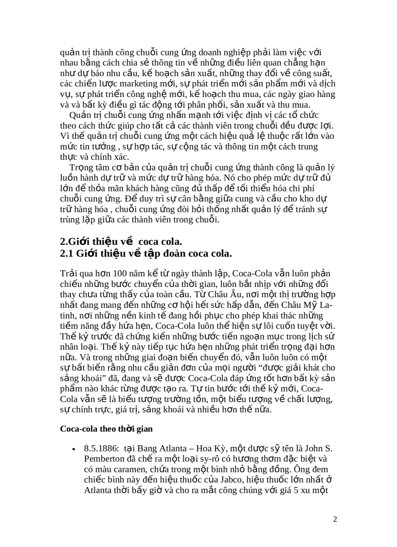 image for page Mô hình chuỗi cung về ứng của coca cola Việt Nam