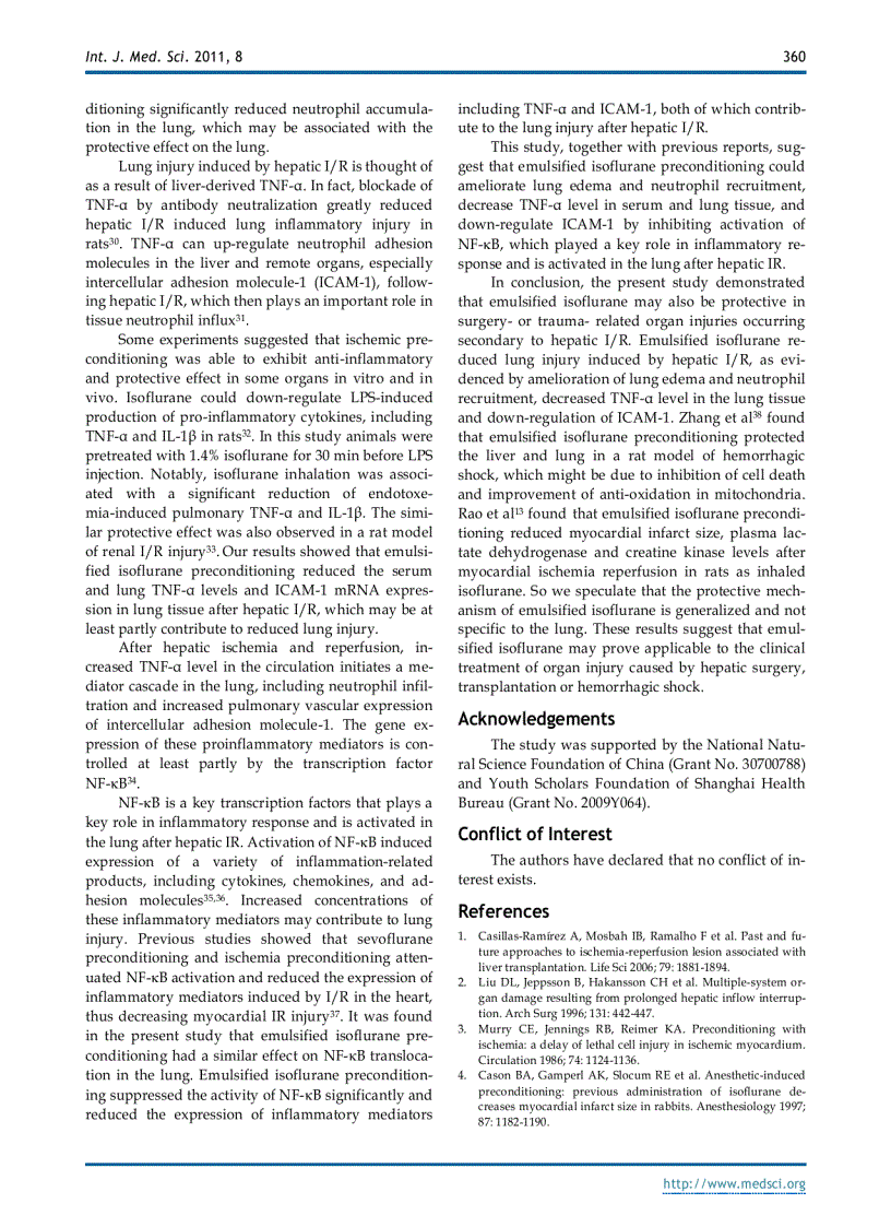 image for page Báo cáo y học Emulsified Isoflurane Preconditioning Reduces Lung Injury Induced By Hepatic Ischemia Reperfusion in Rats