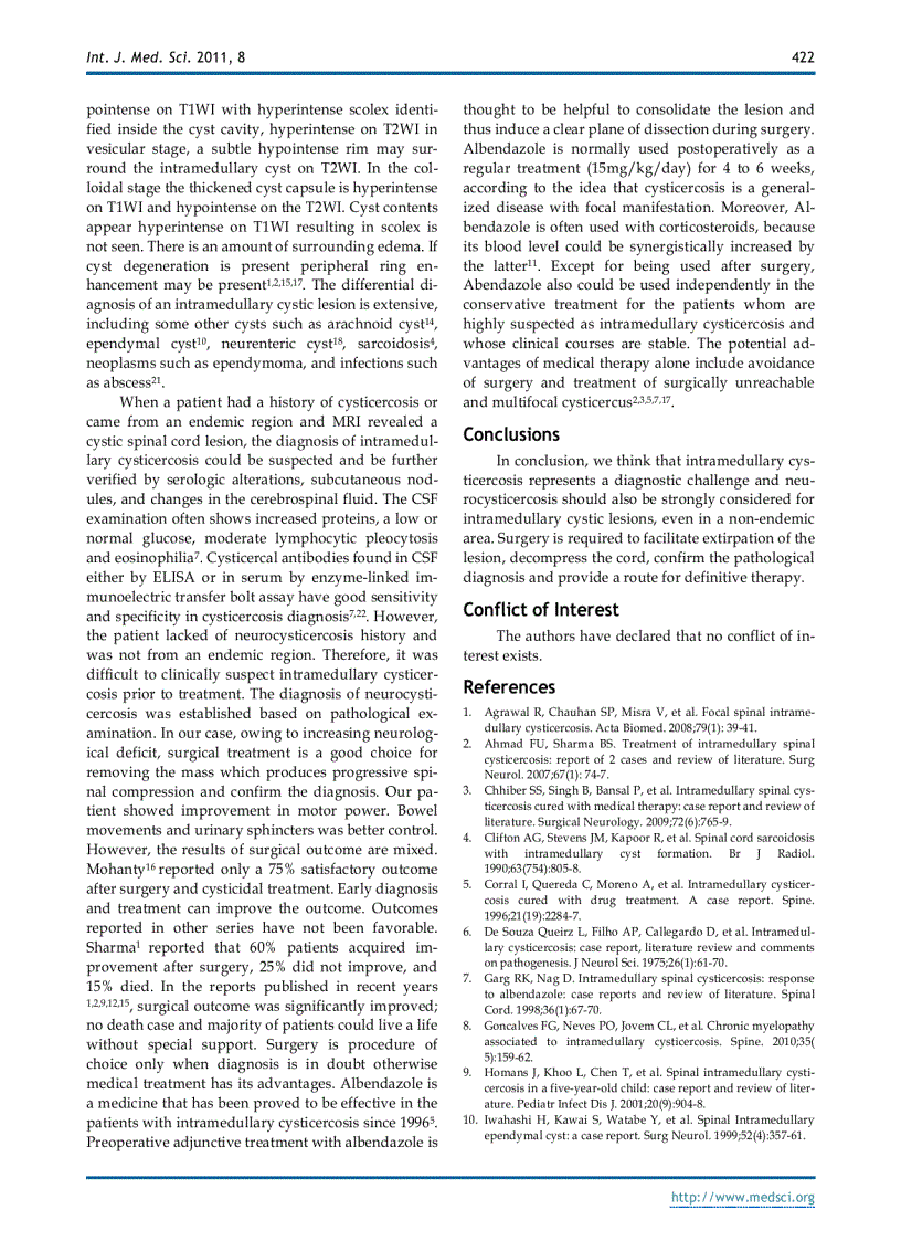 image for page Báo cáo y học Spinal Intramedullary Cysticercosis A Case Report and Literature Review