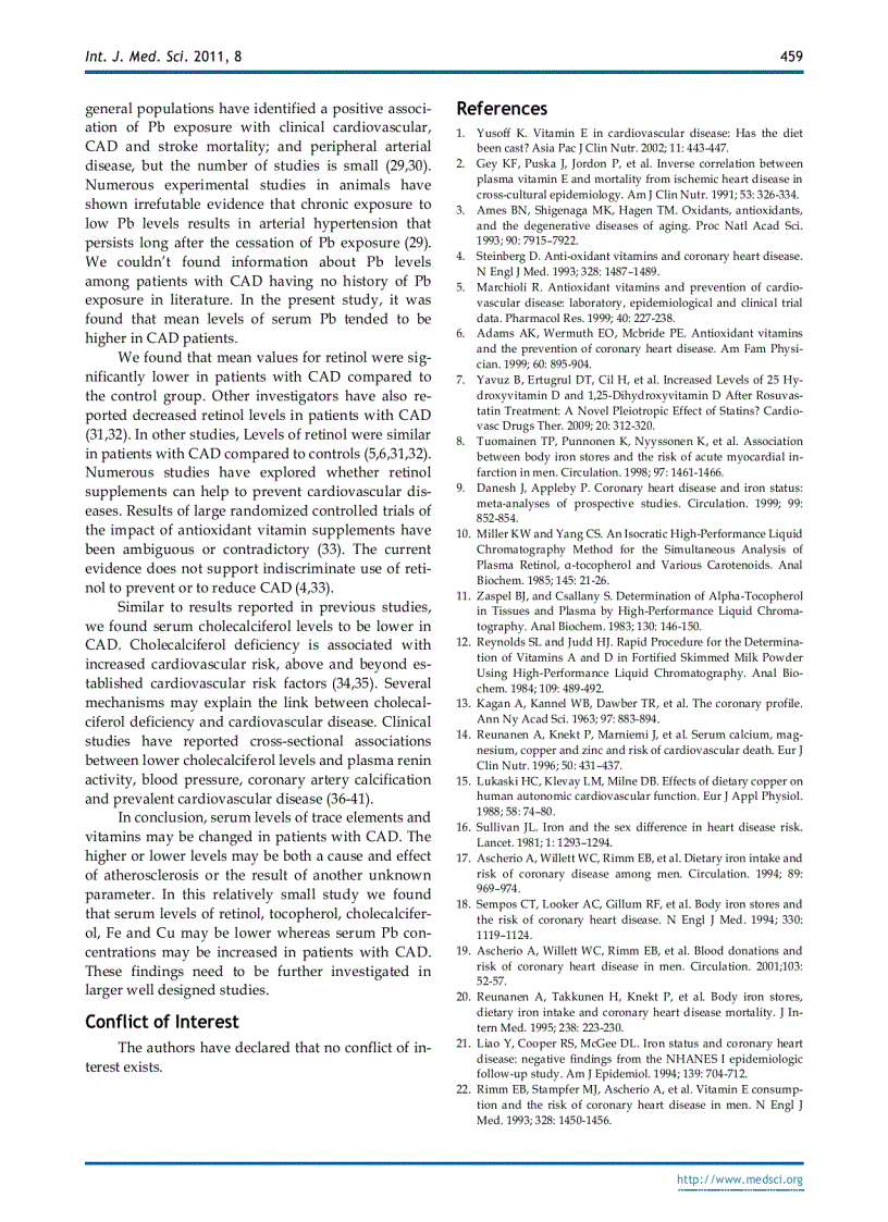 image for page Báo cáo y học Trace Elements Heavy Metals and Vitamin Levels in Patients with Coronary Artery Diseas