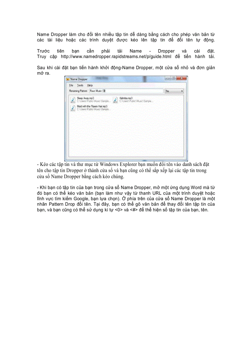 image for page Đổi tên một loạt tập tin nhanh chóng với Name Dropper