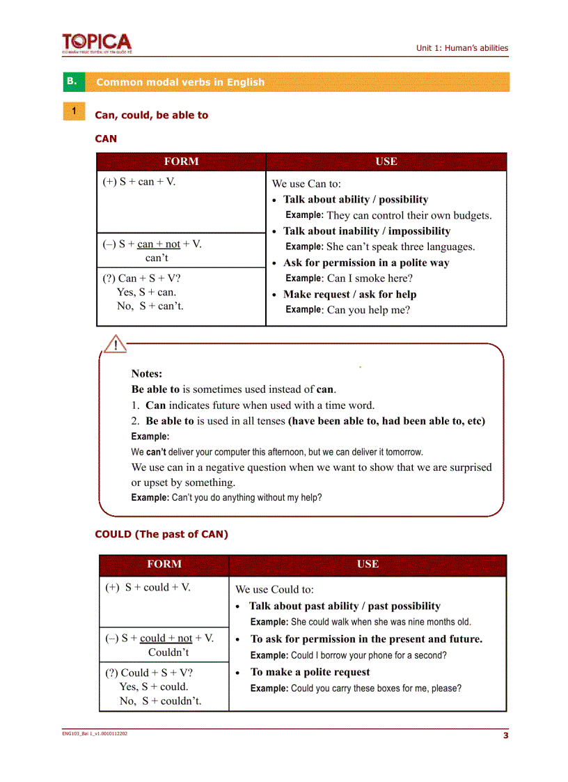 Unit 1 Human s abilities