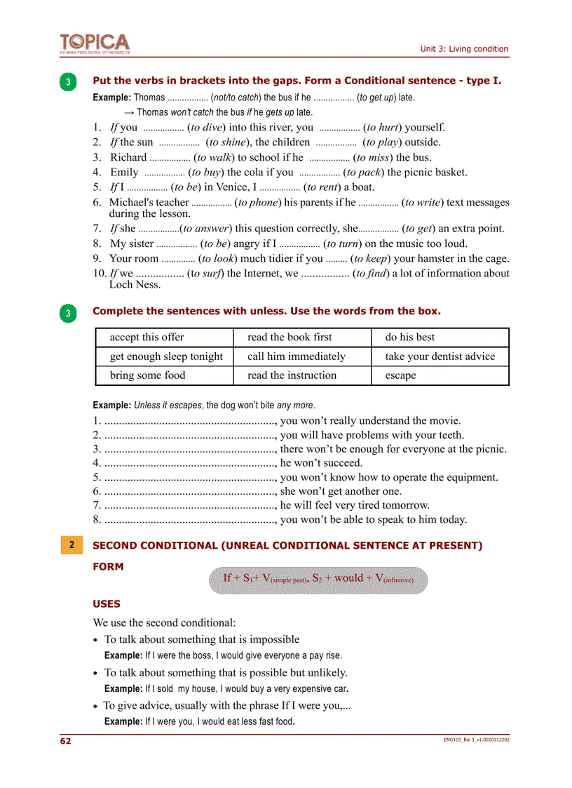 Unit 3 Living condition