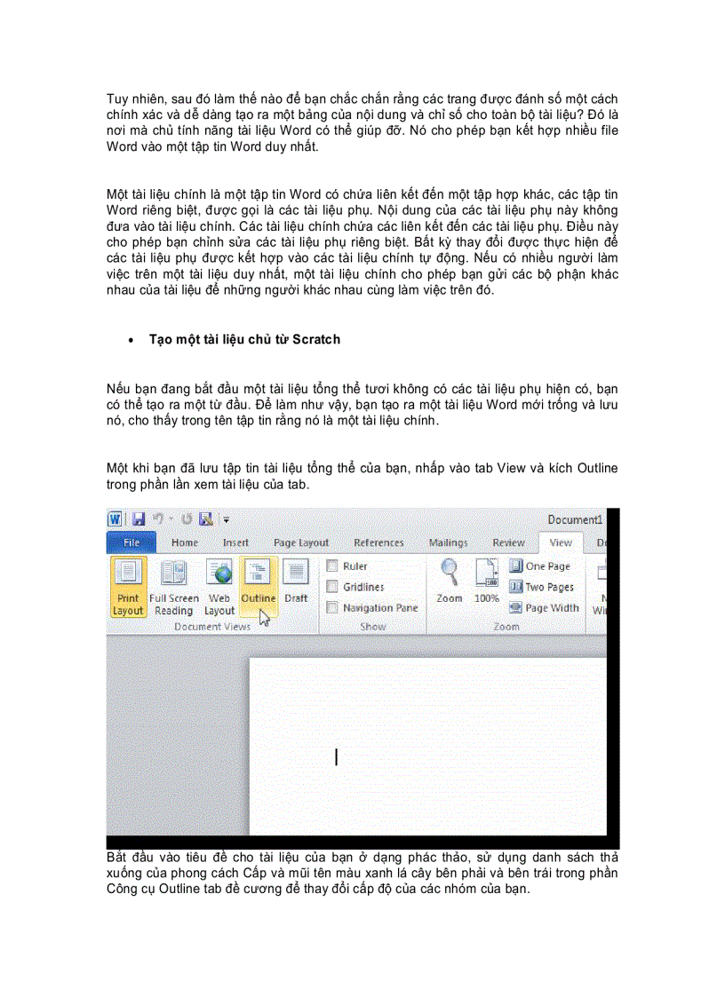image for page Tạo một tài liệu chủ trong Word 2010 từ nhiều tài liệu