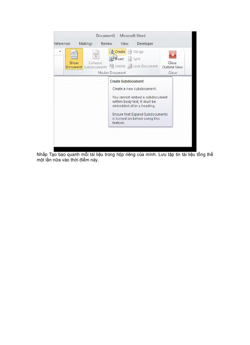 image for page Tạo một tài liệu chủ trong Word 2010 từ nhiều tài liệu