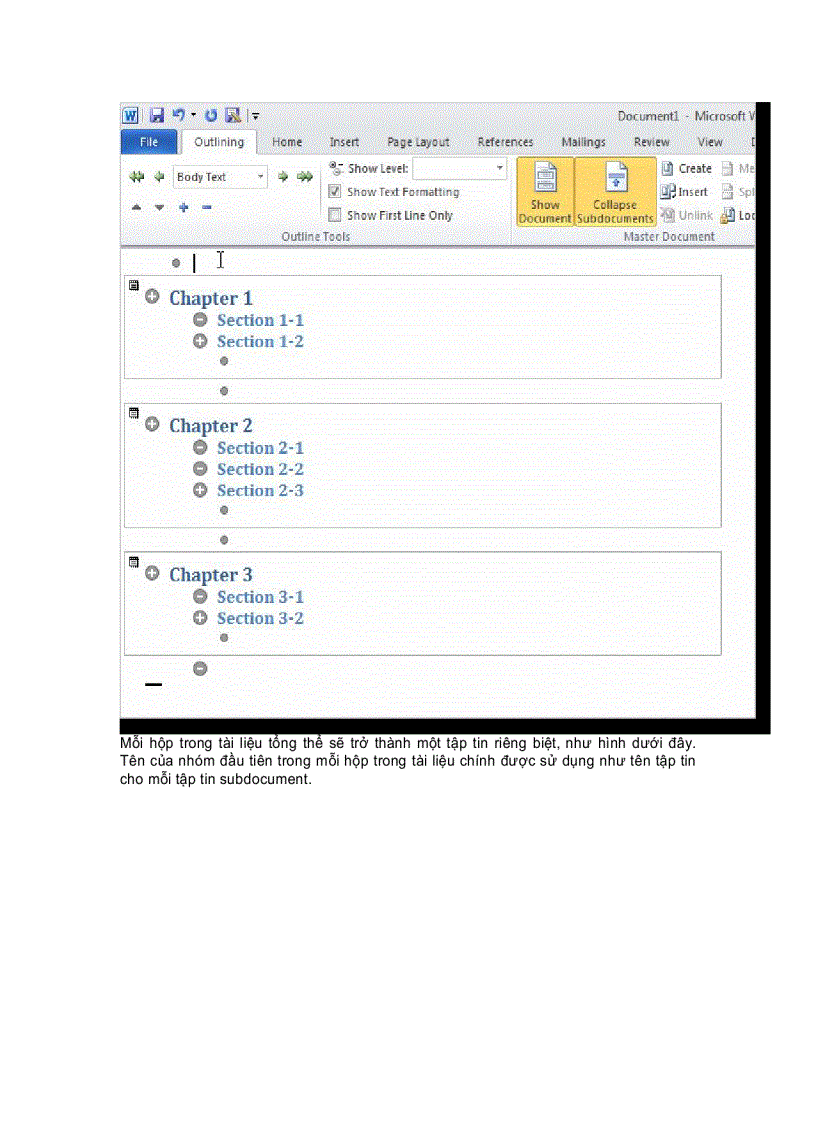image for page Tạo một tài liệu chủ trong Word 2010 từ nhiều tài liệu