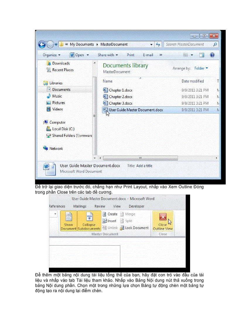 image for page Tạo một tài liệu chủ trong Word 2010 từ nhiều tài liệu