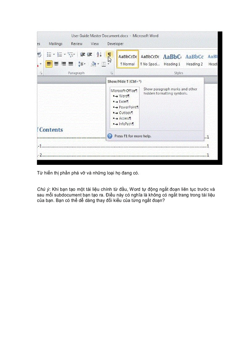 image for page Tạo một tài liệu chủ trong Word 2010 từ nhiều tài liệu