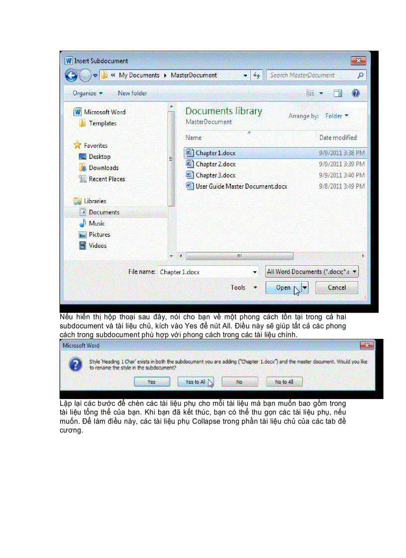 image for page Tạo một tài liệu chủ trong Word 2010 từ nhiều tài liệu