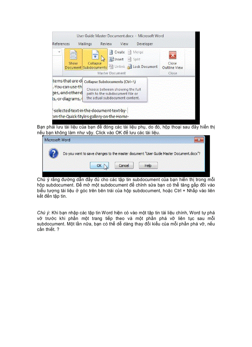 image for page Tạo một tài liệu chủ trong Word 2010 từ nhiều tài liệu