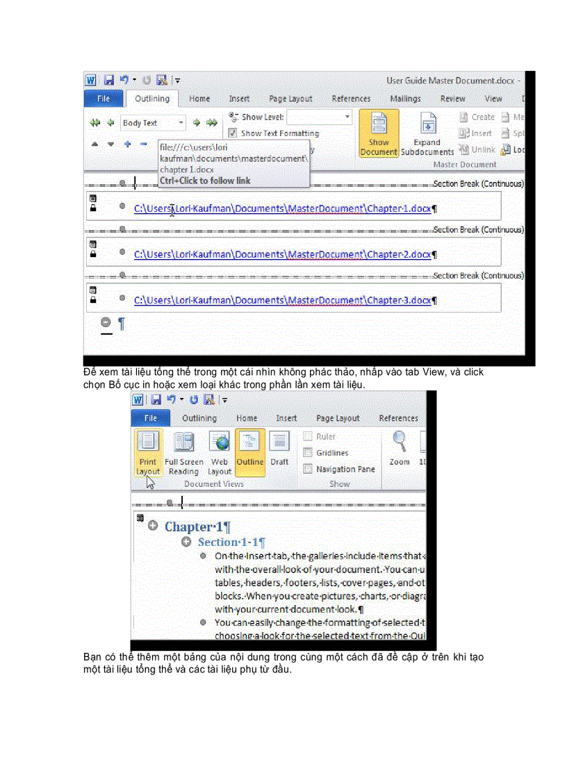 image for page Tạo một tài liệu chủ trong Word 2010 từ nhiều tài liệu