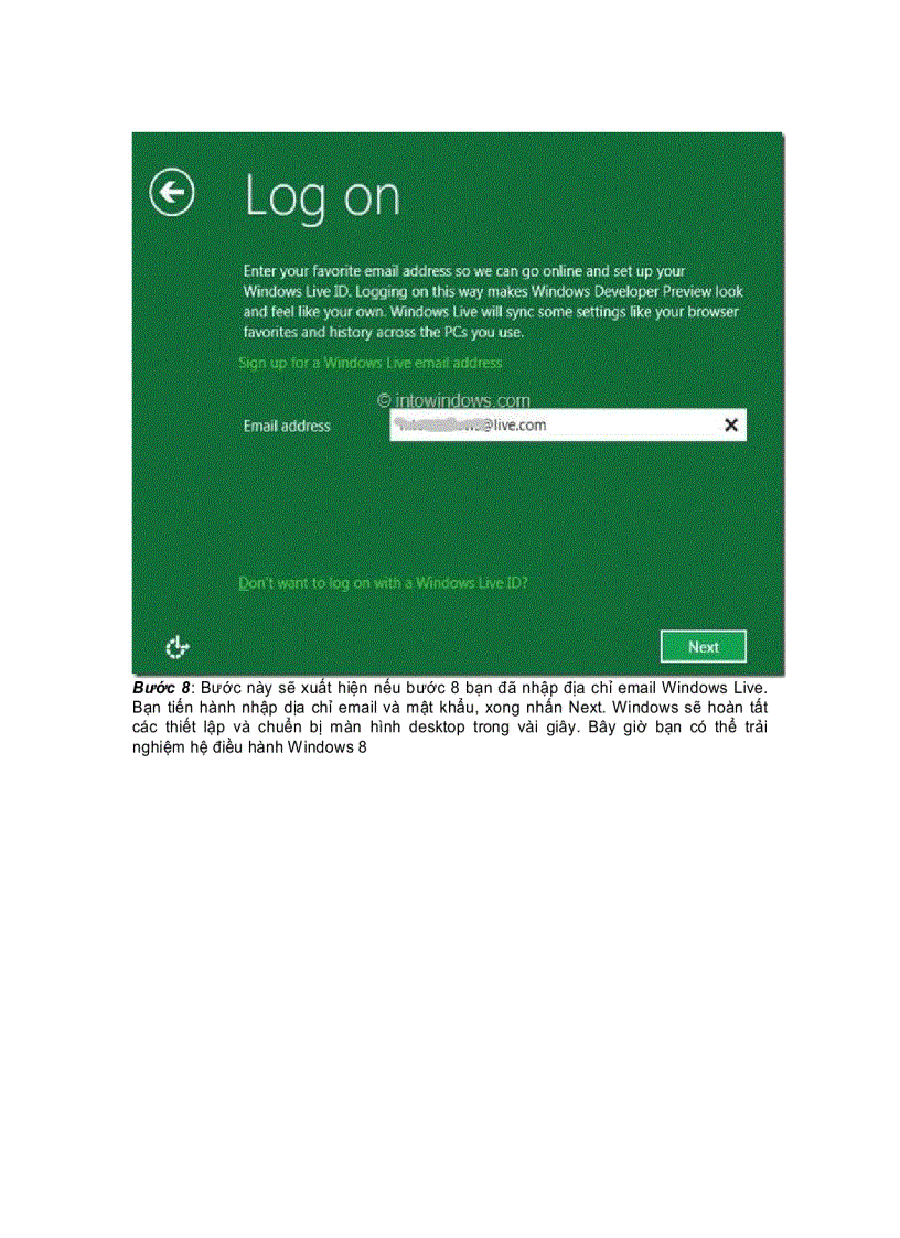 image for page Cài đặt Windows 8 từ ổ cứng gắn ngoài