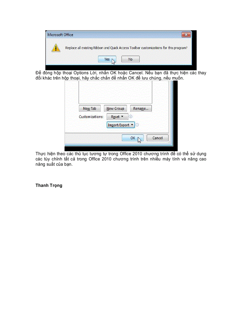 image for page Phục hồi Ribbon và Quick Access Toolbar trong Office 2010