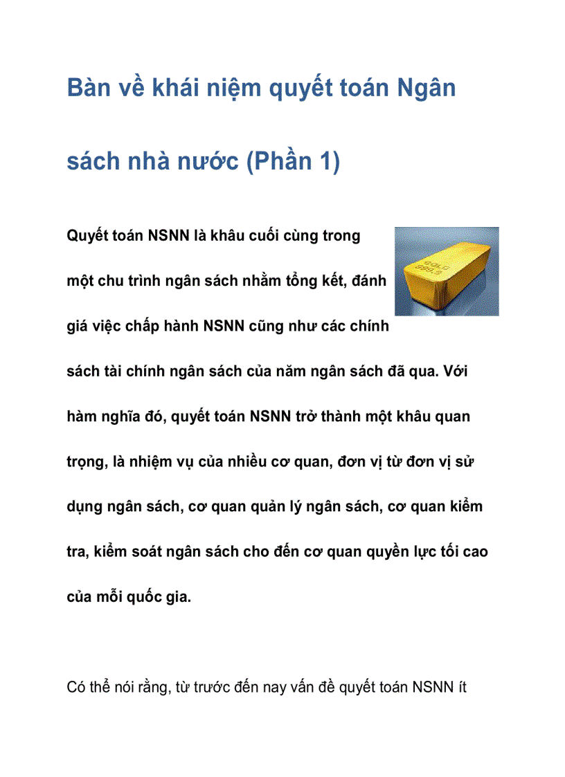 image for page Bàn về khái niệm quyết toán Ngân sách nhà nước