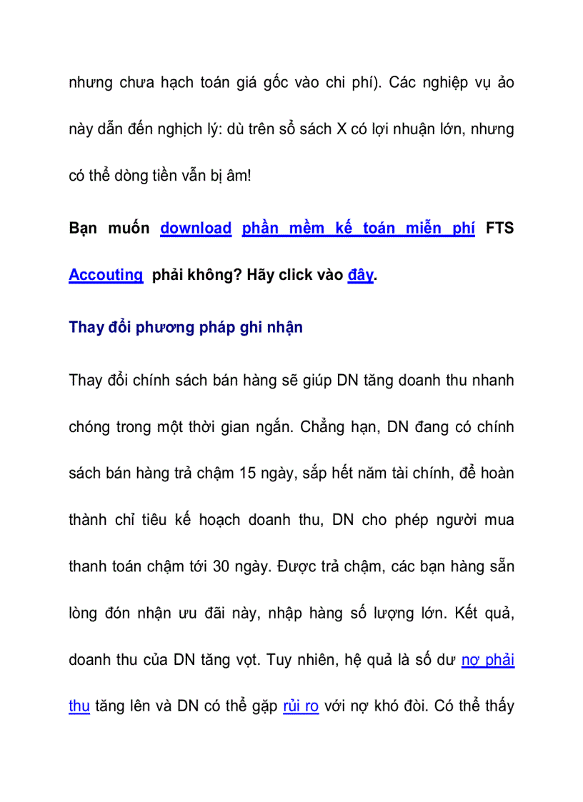 image for page Thủ thuật tạo doanh thu ảo